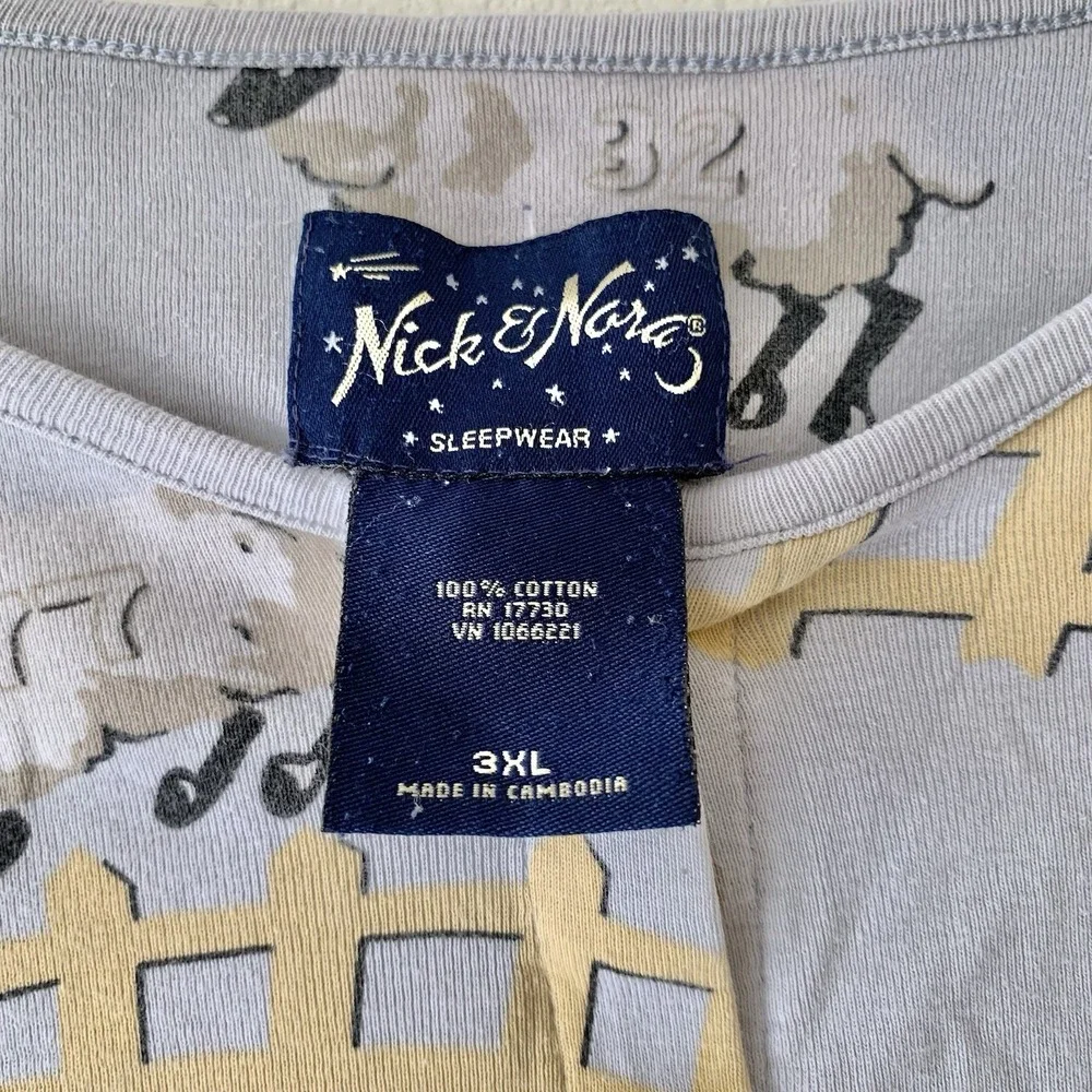 NICK & NORA Women's Blue Counting Sheep Cotton Knit Pajama Set 3XL